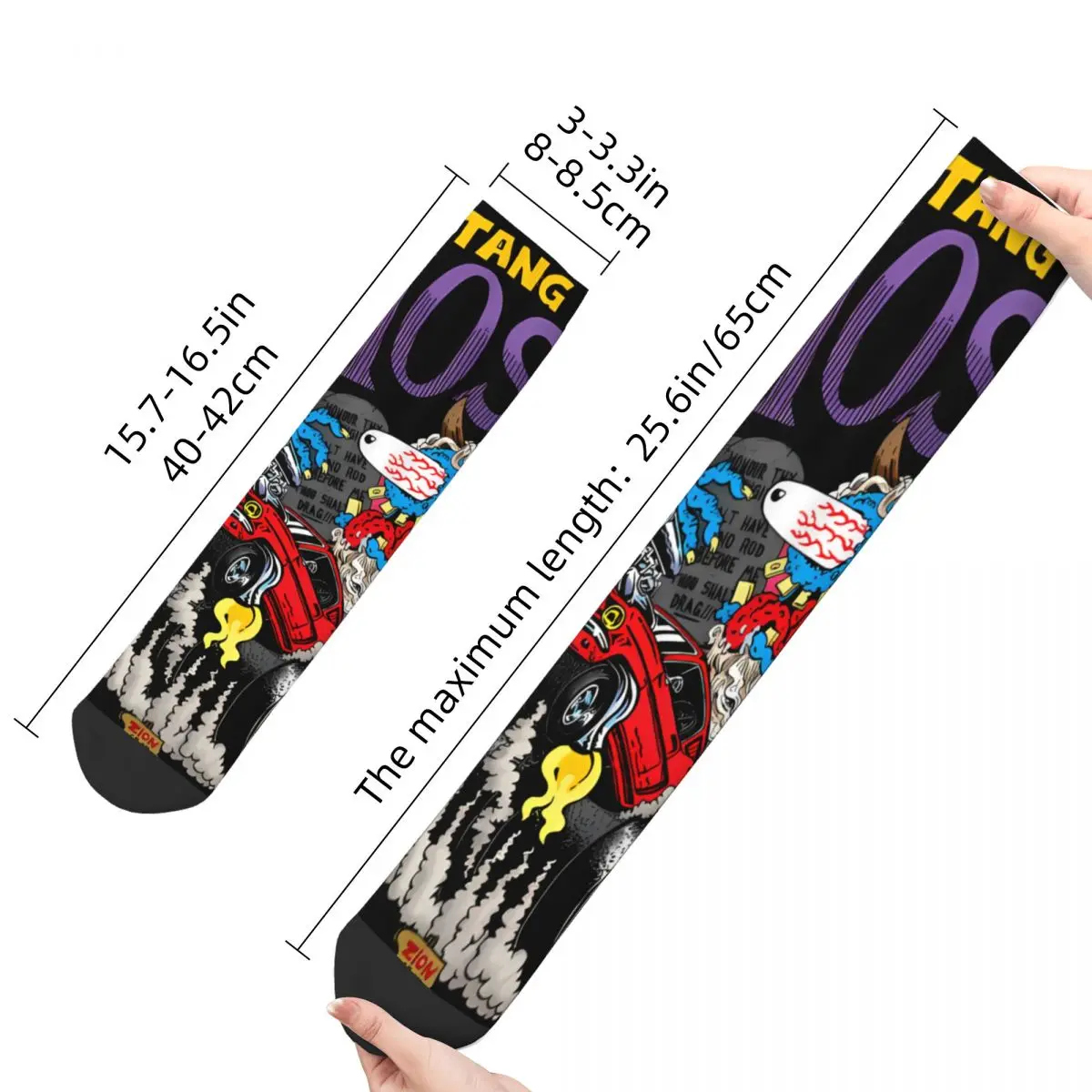 Happy Funny Men's Socks Mustang Moses Tales of the Rat Fink Cartoon Film Hip Hop Casual Crew Crazy Sock Gift Pattern Printed