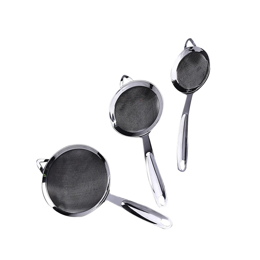 

3Pcs Stainless Steel Mesh Flour Strainer Handheld Fine Sieve for Baking Powder Cooking Kitchen Filter Stainless Steel Colander