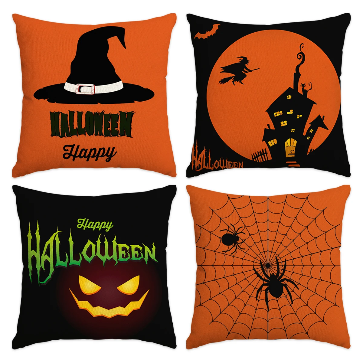 1/4 Stück Halloween-Kissenbezug, Halloween-Kissenbezug aus Hexenschloss, dekoratives Sofa, Wohnzimmer, Schlafzimmer-Kissenbezug