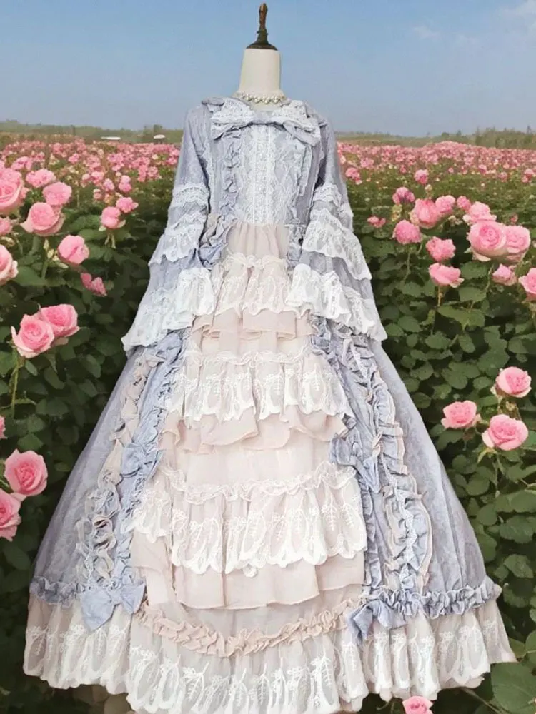Lolita-jurk met uitlopende mouwen, prinsessenstijl, verjaardag, volwassen ceremonie, zoete elegante dame, gezwollen lange Lolita-jurk