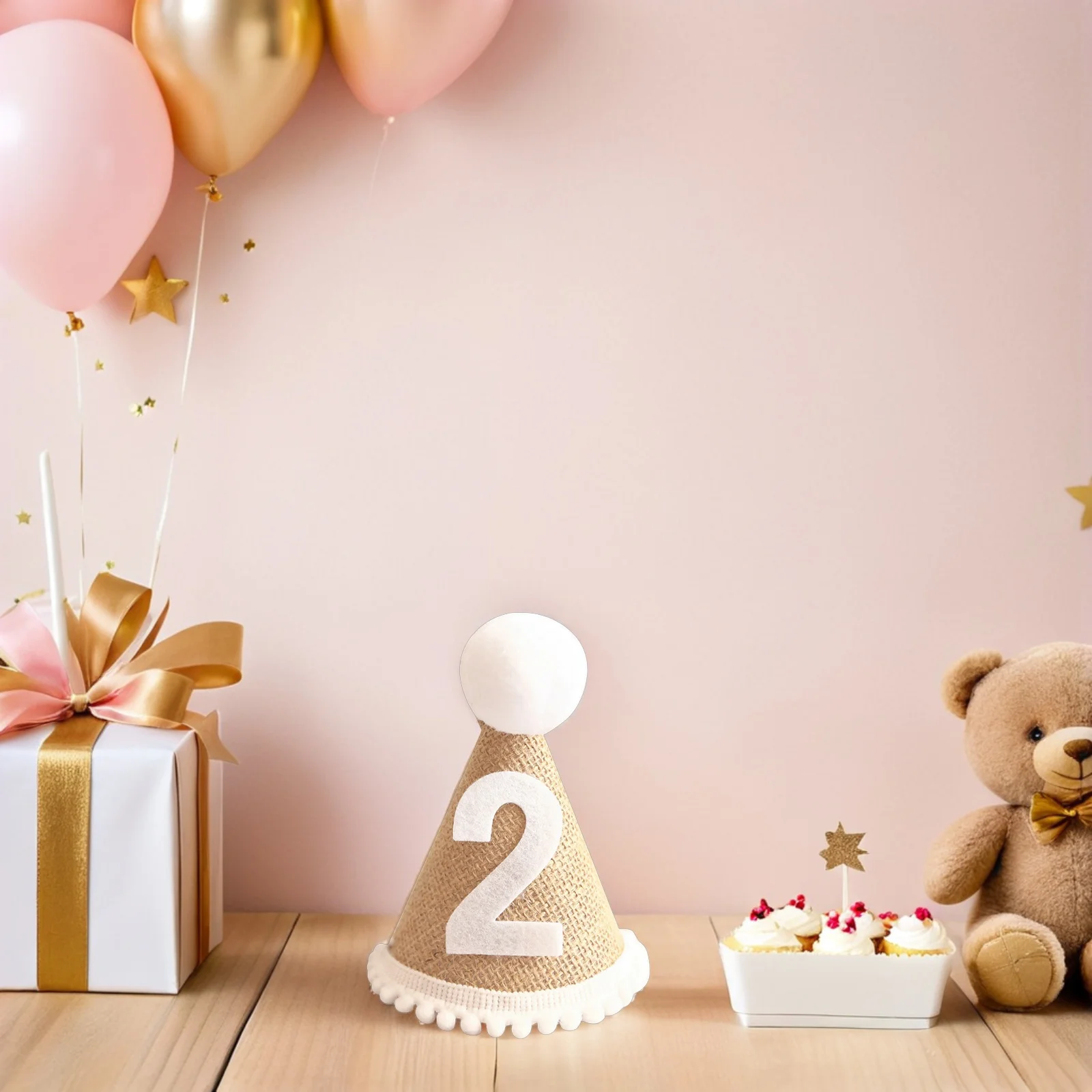 

1 pc Birthday Party Hat Linen Fabric Kids Decorative Headwear For Baby Shower Celebration Ball Design Party Hats