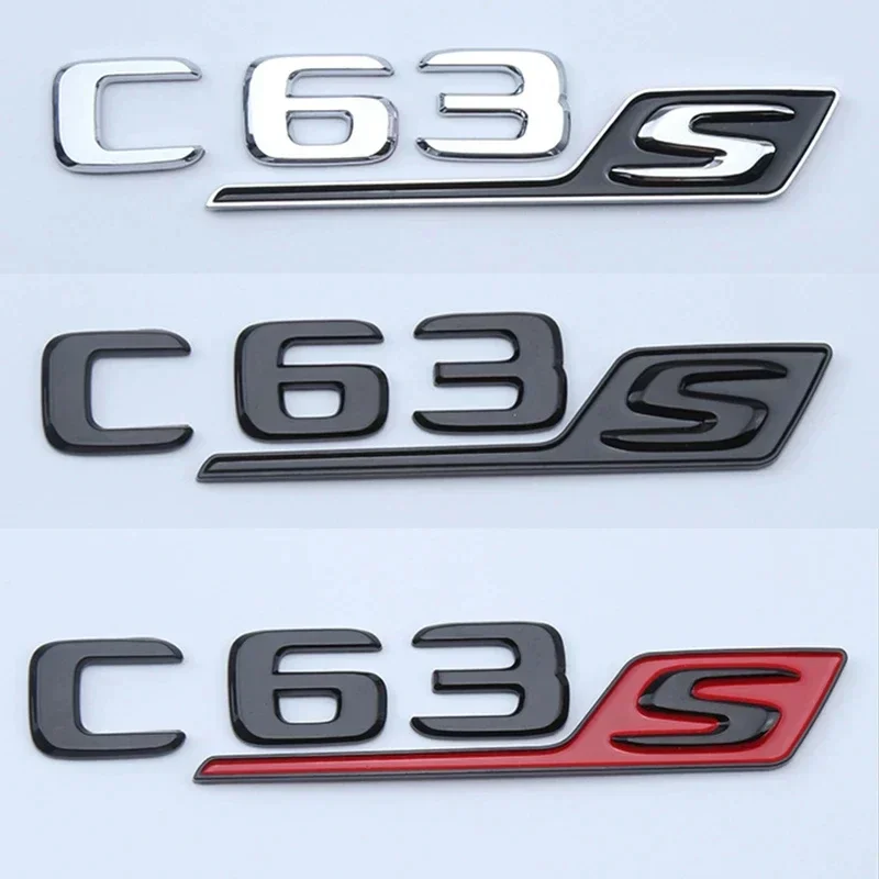 

3d ABS Chrome Black Logo C63S Emblem Letters Badge Car Sticker For Mercedes Benz C63S AMG W205 W204 2019-2022 Accessories