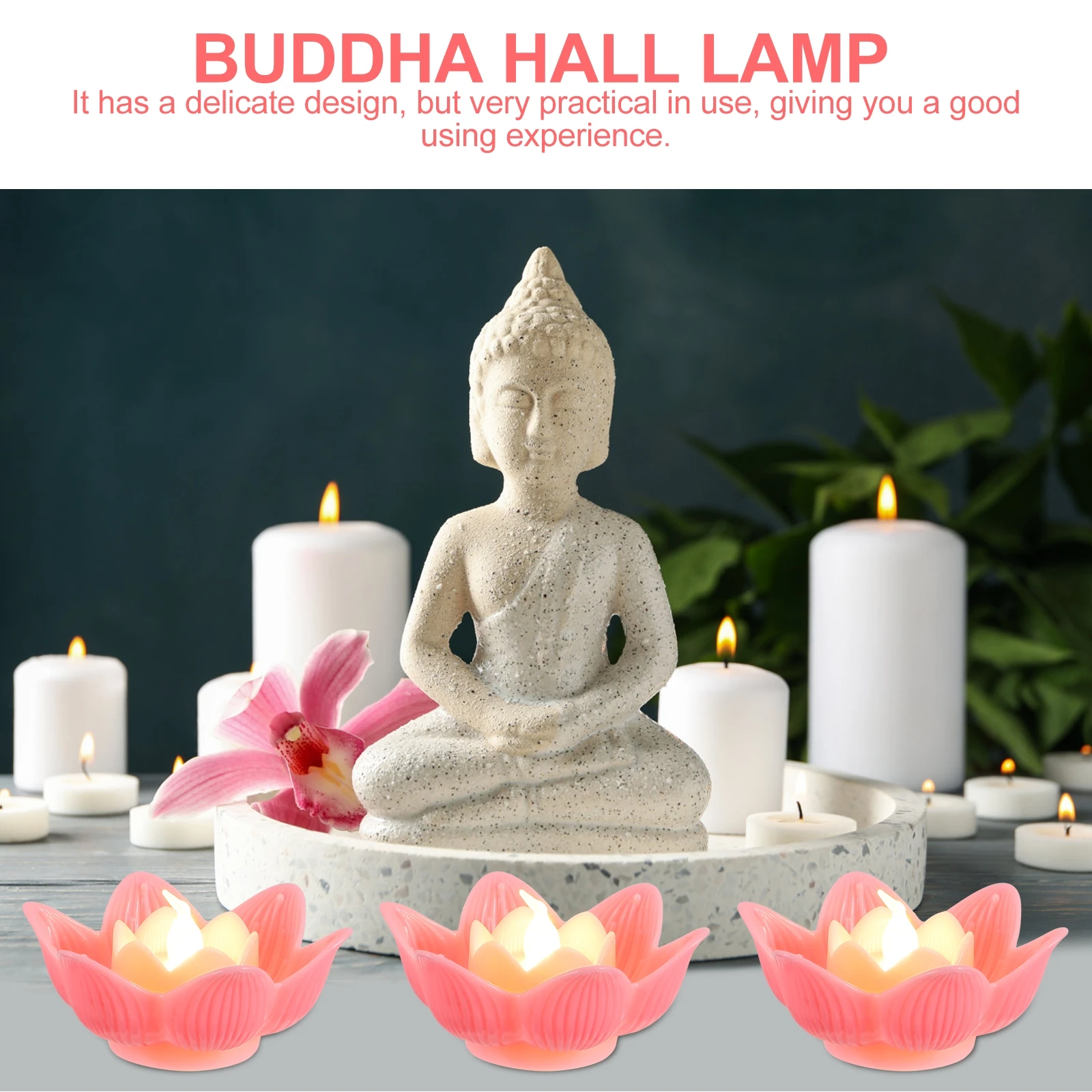 

6pcs Electronic C Night Light Lotus LED Decor Bedroom Living Room Office nament Plastic Material Premium Quality