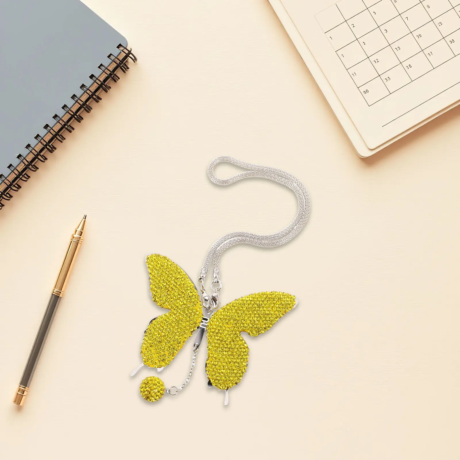 Premium Rhinestone Butterfly Car Mirror Hanging Pendant Automotive Rear View Interior Decoration Charm for Calming Visual
