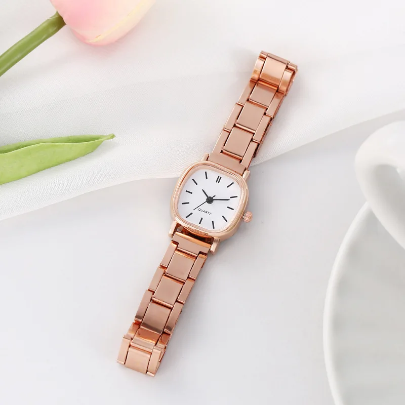 Orologio da donna leggero lusso temperamento semplice retrò piccolo e semplice orologio al quarzo con cintura in acciaio da donna può essere personalizzato