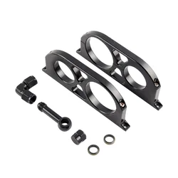 Aluminum Billet dual Double Bracket Mounting Bracket Clamp Kit for 44mm fuel filter and 60mm 044 pump with fitting