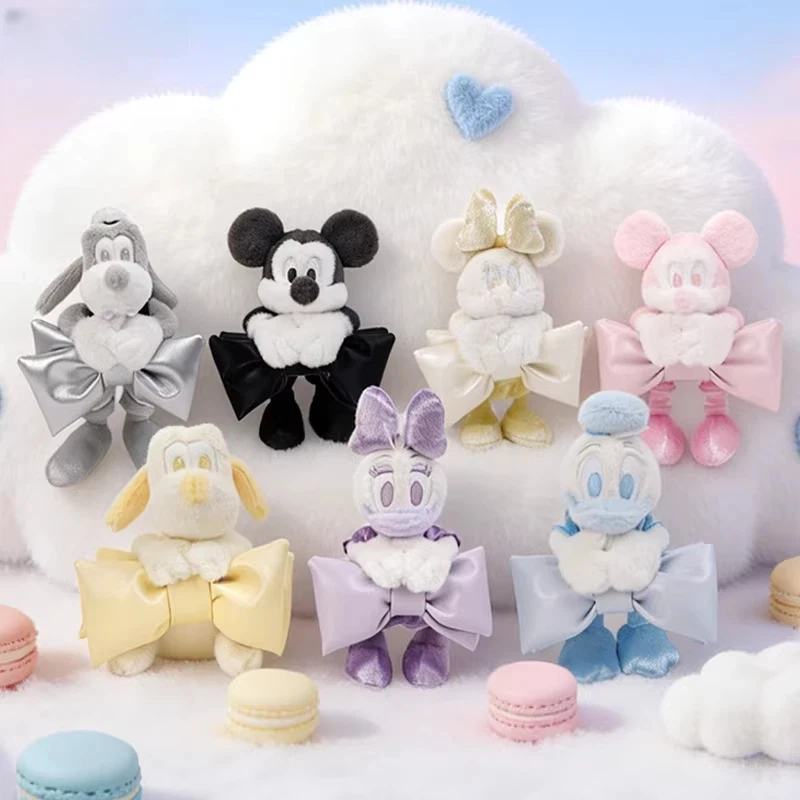 

Potdemiel Disney Puff Series Soft Plush Keychain Cute Bowknot Mickey Minnie Goofy Donald Duck Doll Birthday Gift For Kids Girls