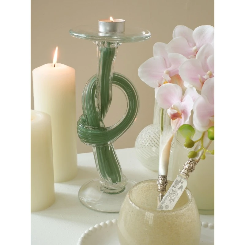 

Candle holder, dopamine pink and green winding French art atmosphere, niche ornament, candle holder