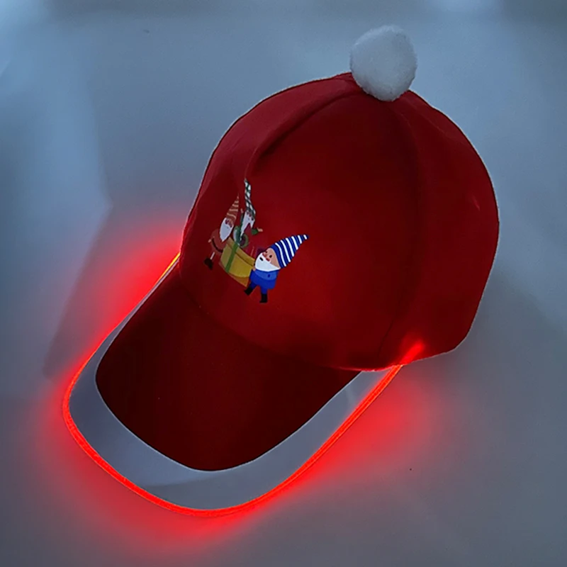 2025 Christmas Cartoon LED Luminous Hat Glowing Baseball Cap Men Women Winter Light Up Hat Costume Decor image 2