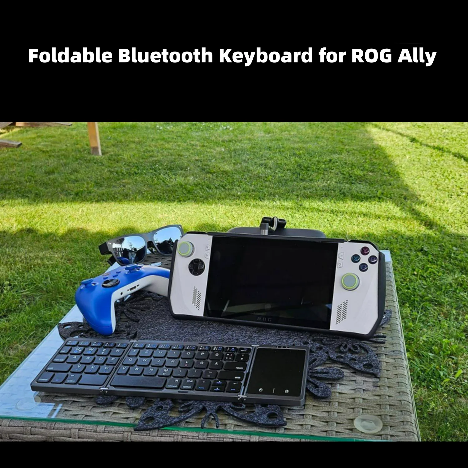 

Foldable Bluetooth Keyboard for ROG Ally, Tri-Folding Wireless Portable Rechargeable Keyboard with Touchpad for ASUS ROG Ally