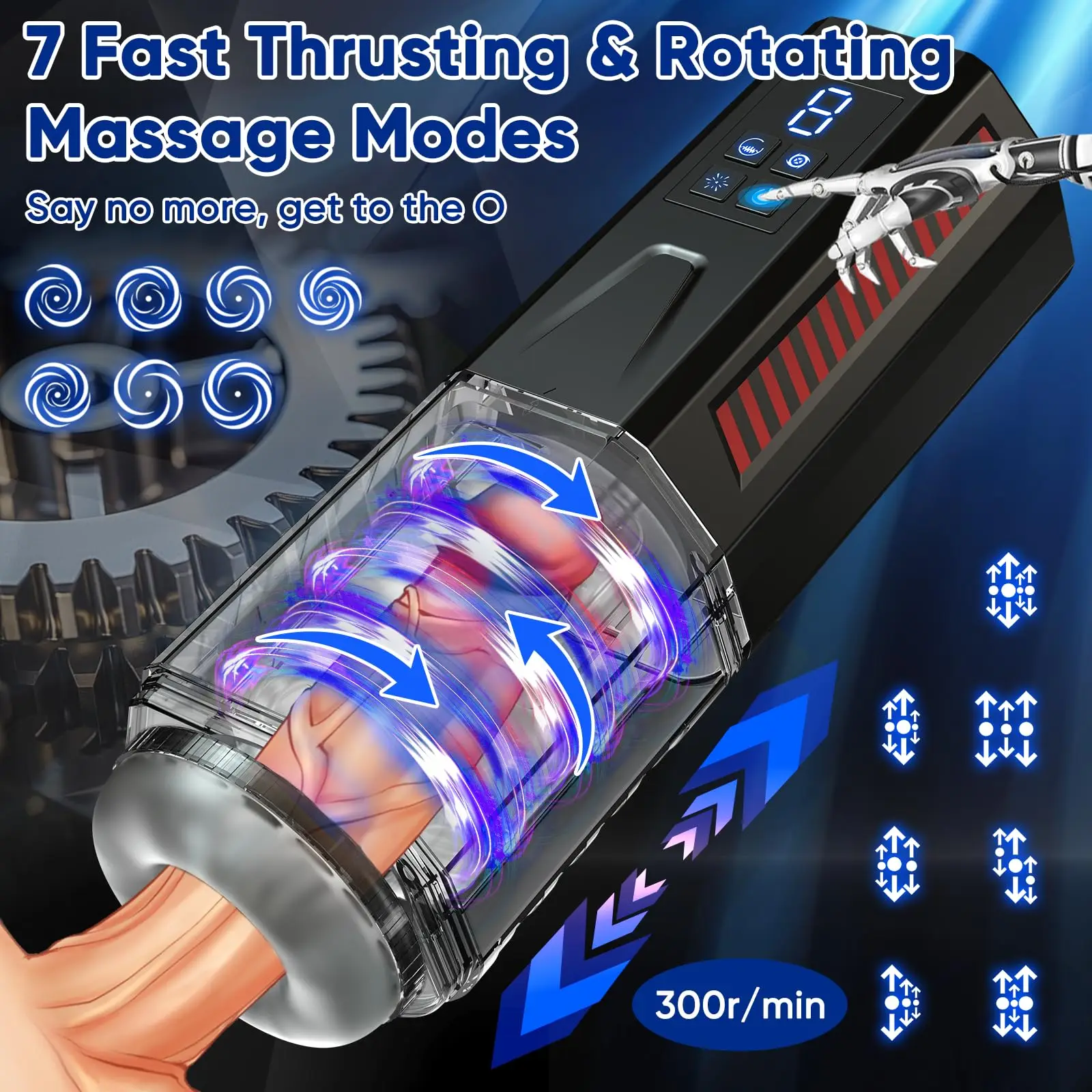 LCD Automatic Rotation Male Masturbator Sucking Licking Mastubator Cup 7 Thrusting Vibrating Modes Pocket Pussy Sex Toy For Men