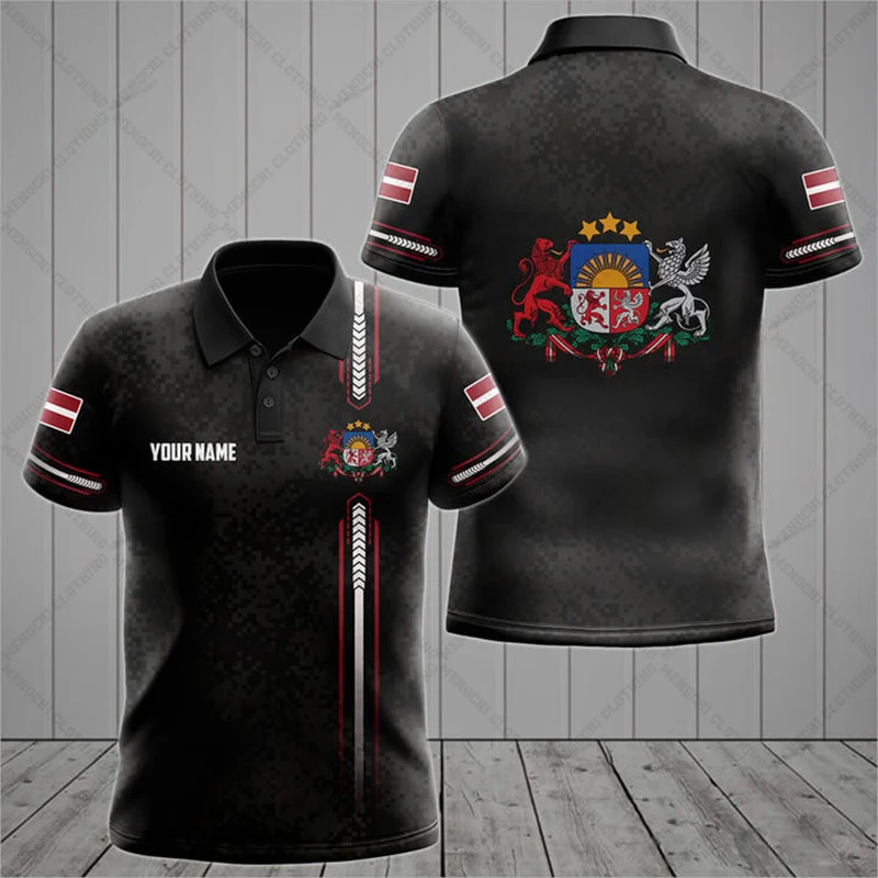Personalized Latvia Flag Graphic Polo Shirt Casual Streetwear Loose Cool E-Sports Jersey Boys and Girls Fast Dry Sportswear