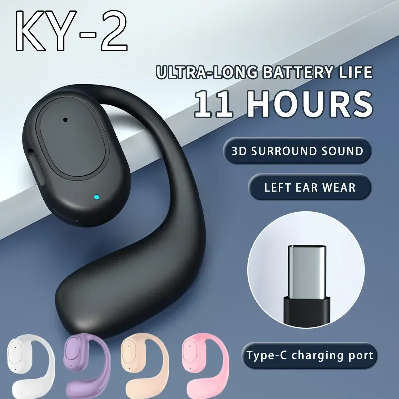 KY-2 Wireless Earphones Bluetooth Air Conduction Headphone HiFi Ear-Hook Music Sports Noise Cancel Headset OWS For Smart Phones