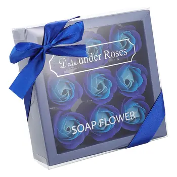9pc Geen Bloem Basis zeep Rose Bloemen Hoofden Decor Box Essentiële Bruidsboeket Box Valentijnsdag Moederdag Party Home Decor
