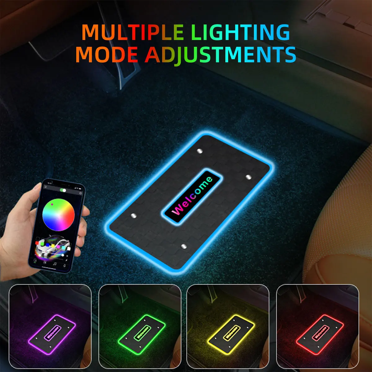 

2/4 шт. Подсветка салона автомобиля с логотипом, RGB-подсветка, управление через приложение, USB-лампа для ног, декоративные аксессуары
