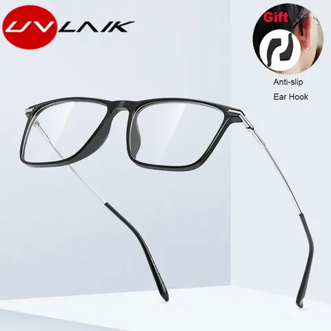 UVLAIK Retro Titanium Anti Blue Spectacles Fashion Simple Design Square Glasses Men Customizable Optical Prescription Eyeglasses