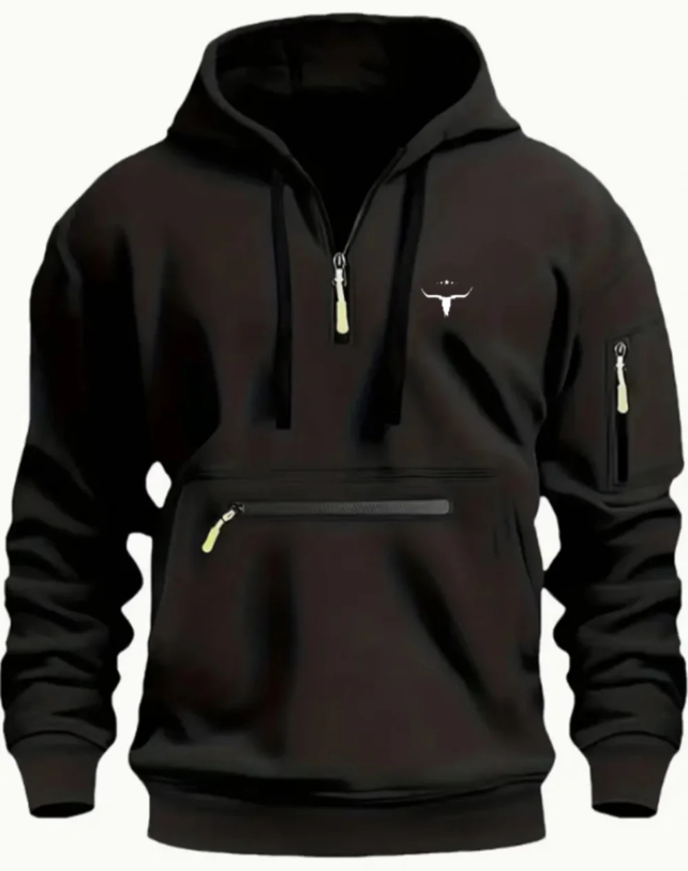 Herfst-winter herenmode herenmode outdoor hoodie met lange mouwen om een patroonritsontwerp van effen kleur top te creëren