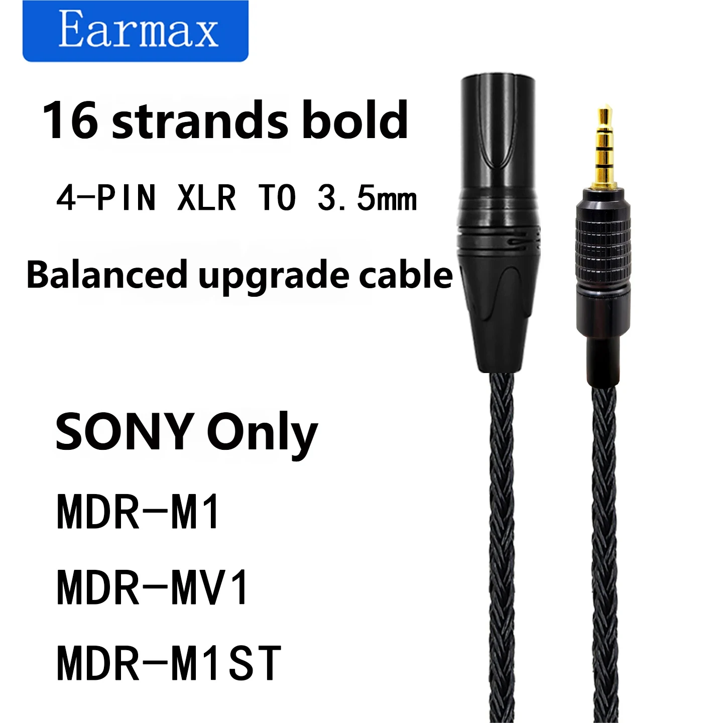 For SONY MDR-M1 MV1 M1ST 4.4mm 4-PIN XLR Balanced Cable