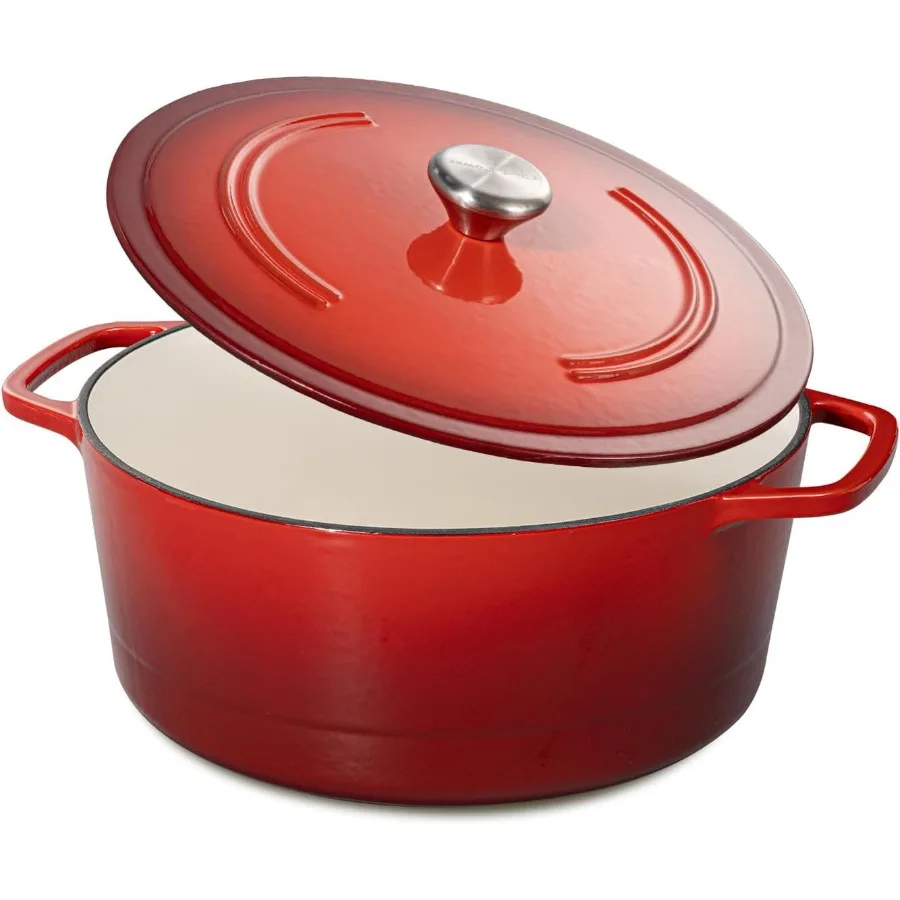 

Enameled Cast Iron Dutch Oven Pot with Lid 6QT for Bread Baking Braising Stews Roasting Oven Safe Cooking Perfect for Slow Cook