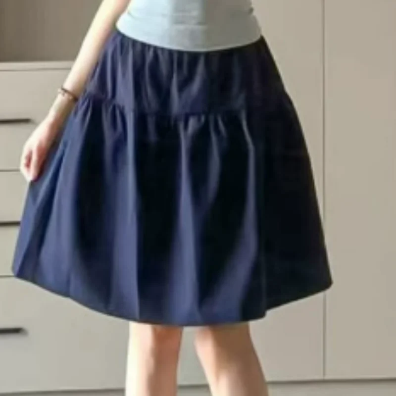 

College Skirt Women Retro Long High Waist Umbrella Skirt
