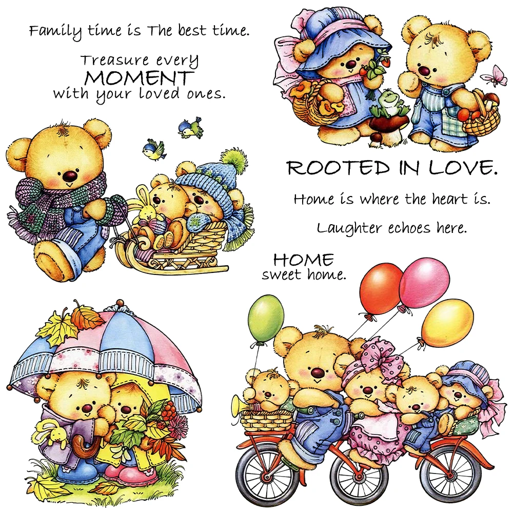 

Mangocraft Cute Doll Bear Family Clear Stamp DIY Scrapbooking Supplies Silicone Stamp For Card Making Albums Crafts Decor