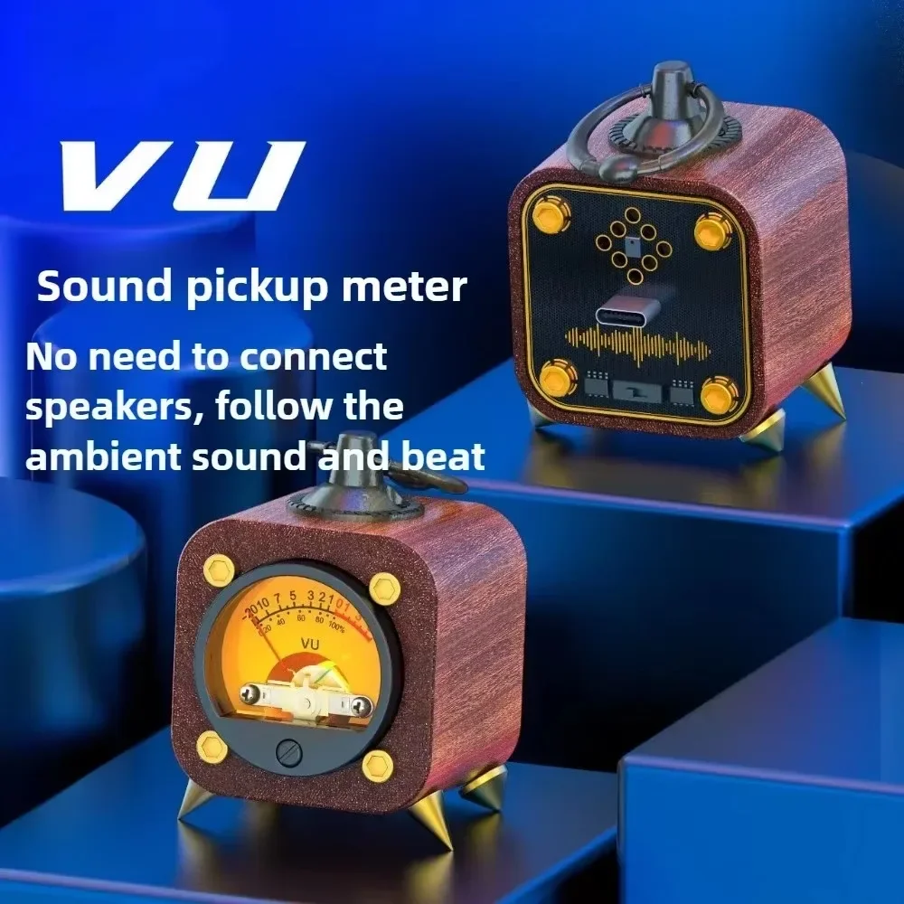 Sound Control VU Level Meter Pendant  Decompressor  Black Walnut Pickup  Audio Meter  Suitable for Desktop Ornaments