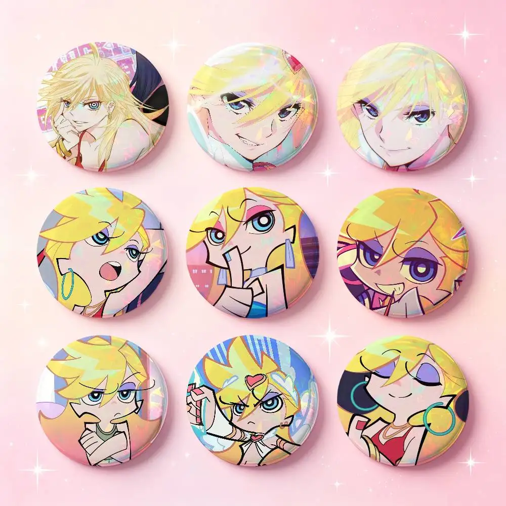 Panty Anarchy Anime Figure Badges Button Round Creative Pin Brooch Badge Bag Decor Accessories Fans Collect Friends Gifts