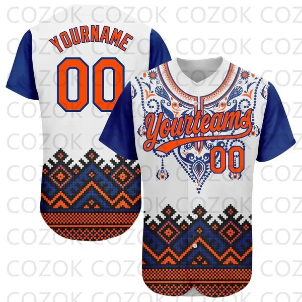 Custom Indian Pattern Baseball Jersey Men Women Short Sleeve Shirt 3D Printed Shirt Team Shirts Hip Hop Unisex Tops