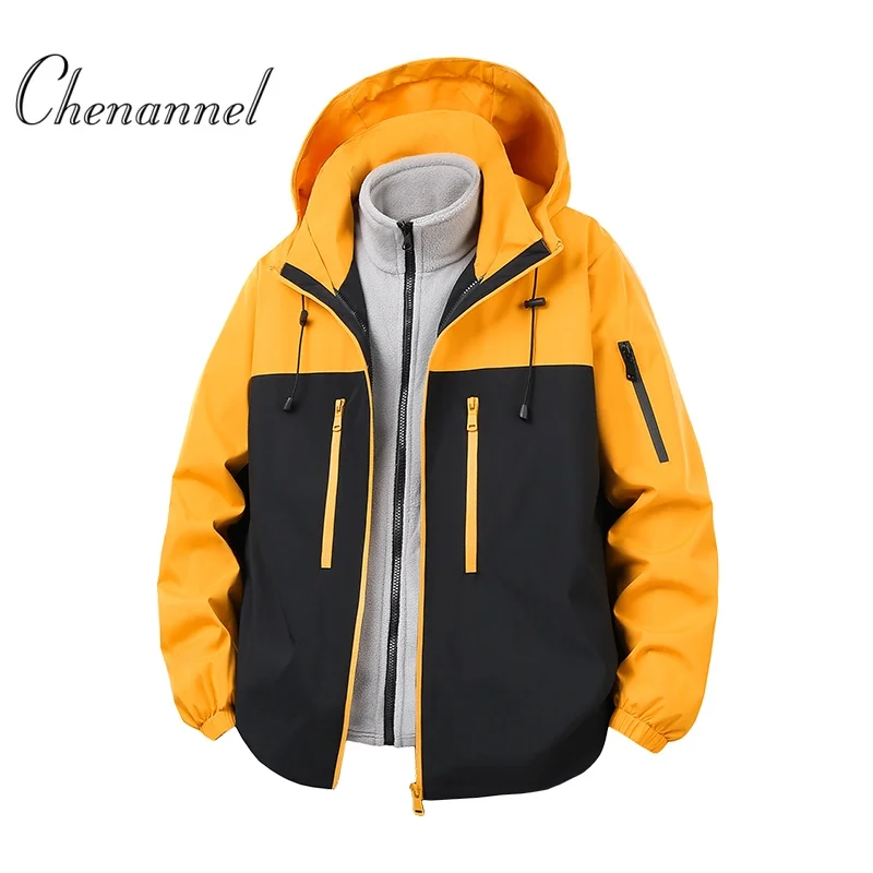 

Color - Blocked Outdoor Down Jacket for Spring Autumn, Waterproof Windproof