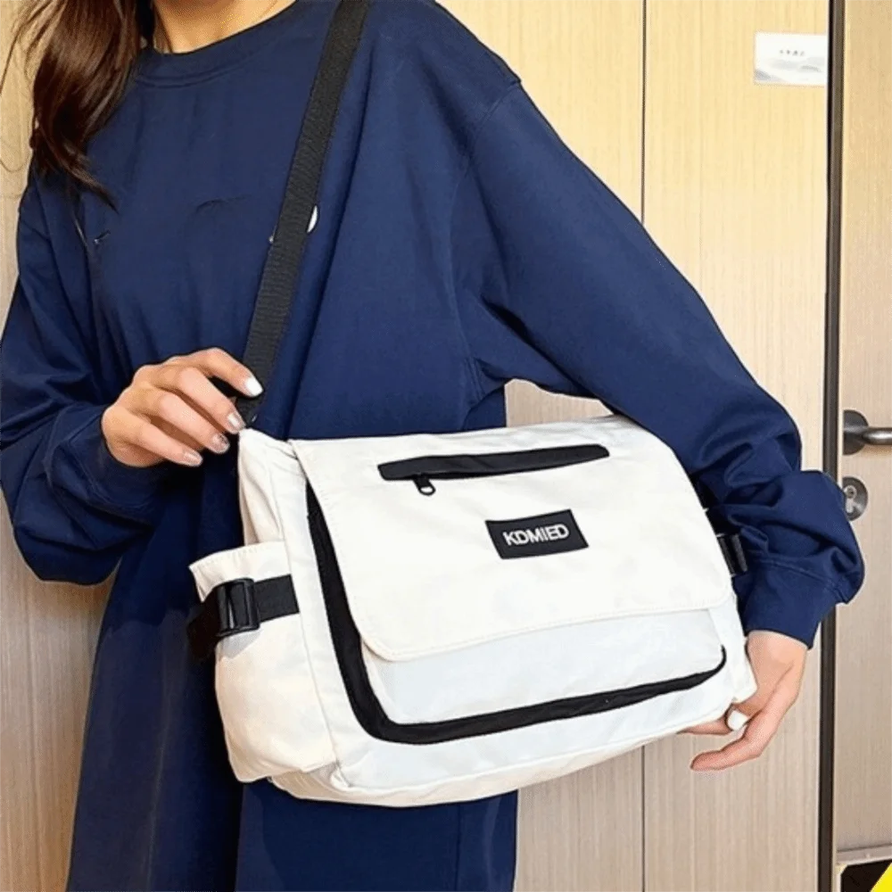 

Студенческая сумка-мессенджер большой вместимости с буквенным принтом, холщовые сумки через плечо в стиле Харадзюку, цветная универсальная нейлоновая сумка на плечо в стиле пэчворк