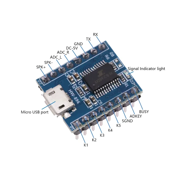 JQ6500 Voice MP3 Module MCU Serial Control Announcement One-to-One 5-Channel Control Music IC