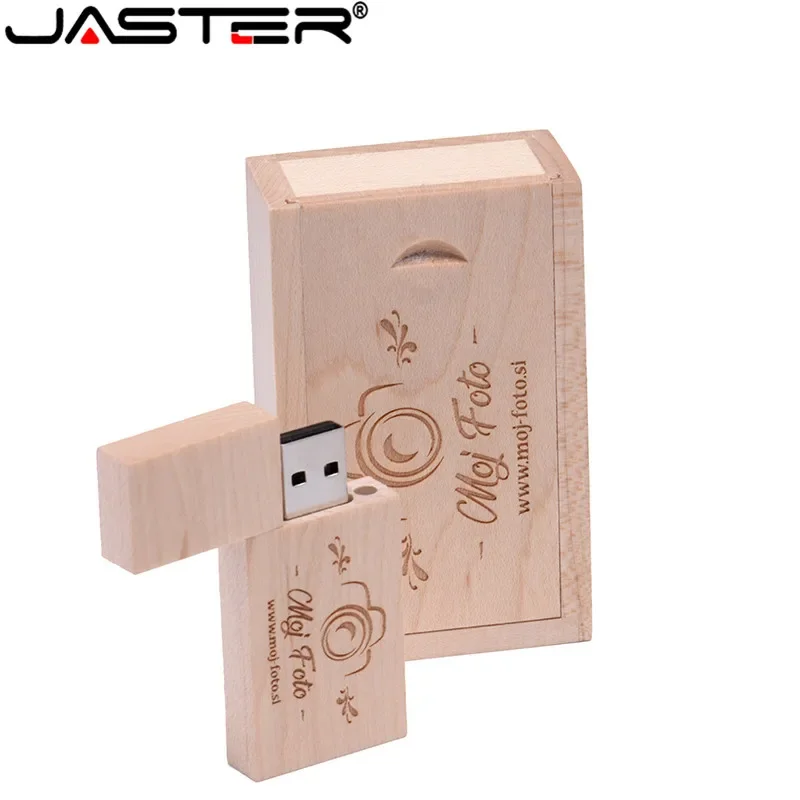 

JASTER Wooden BOX Square Block USB 2.0 Flash Drive 64GB 32GB 16GB High-capacity speed Pen Drive Photography Wedding Gifts