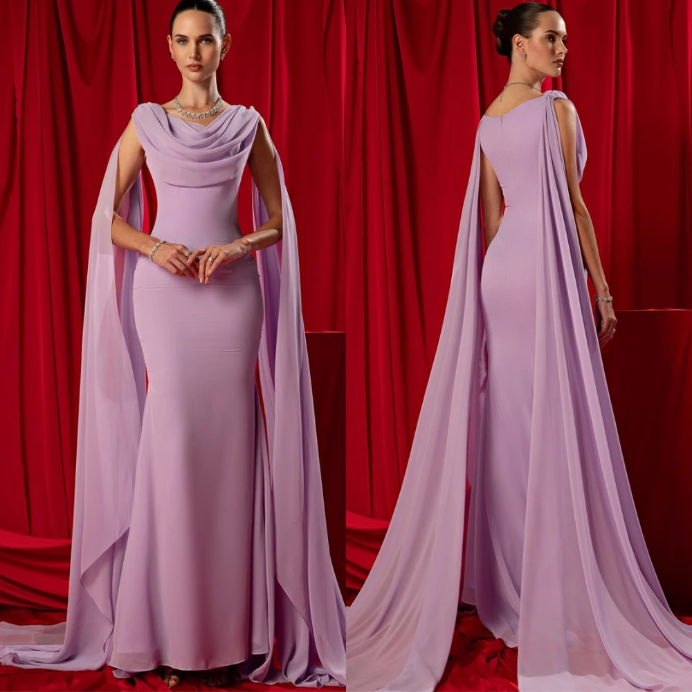 

Customized Chiffon Mermaid Floor Length Evening Dress Classic Zipper Back Party Dresses Temperament Special Occasion Gowns