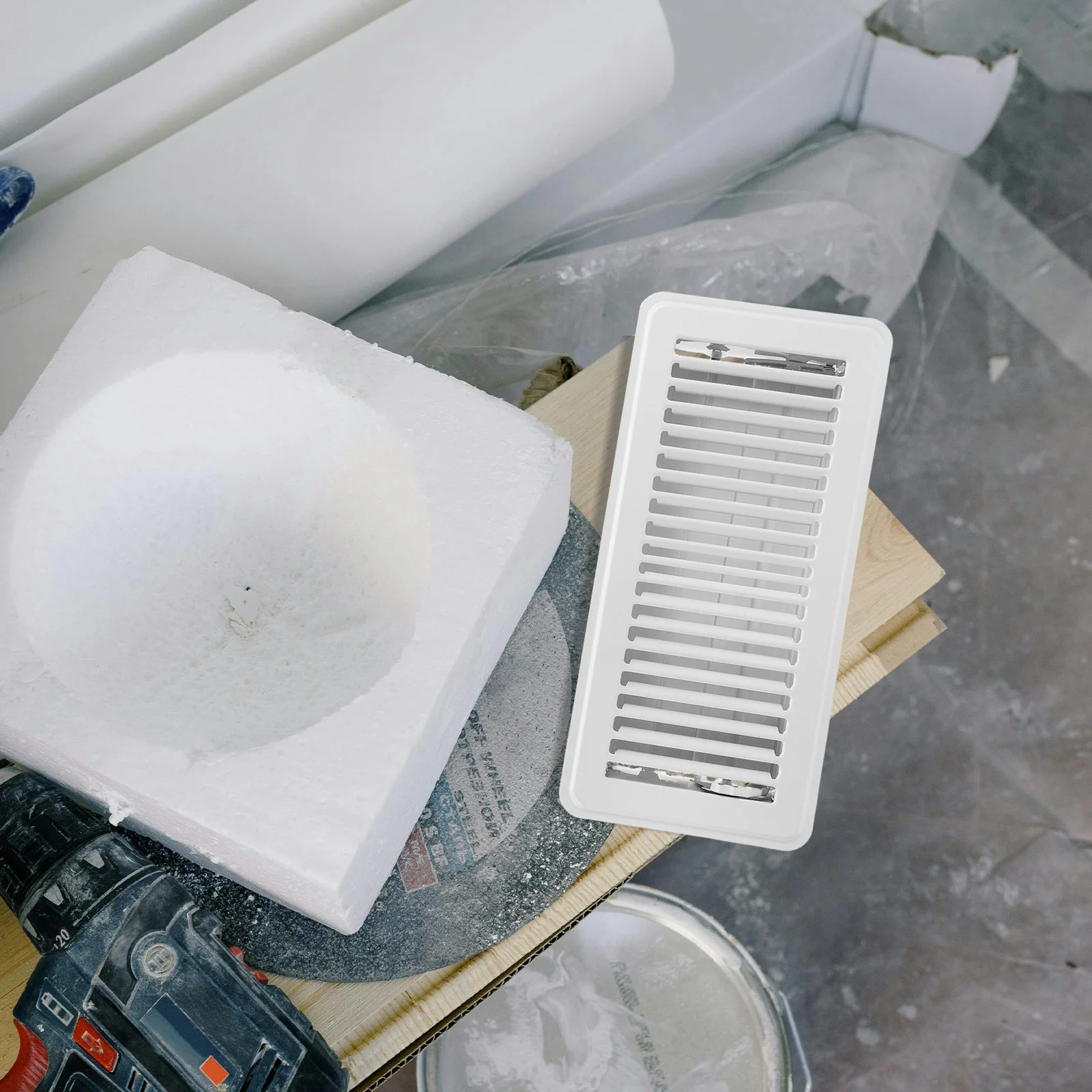 12x12 بوصة قابل للتعديل غطاء فتحة التهوية الأرضية الغبار البلاستيك مصبغة التحكم في تدفق الهواء التهوية الأبيض ديكور المنزل #1