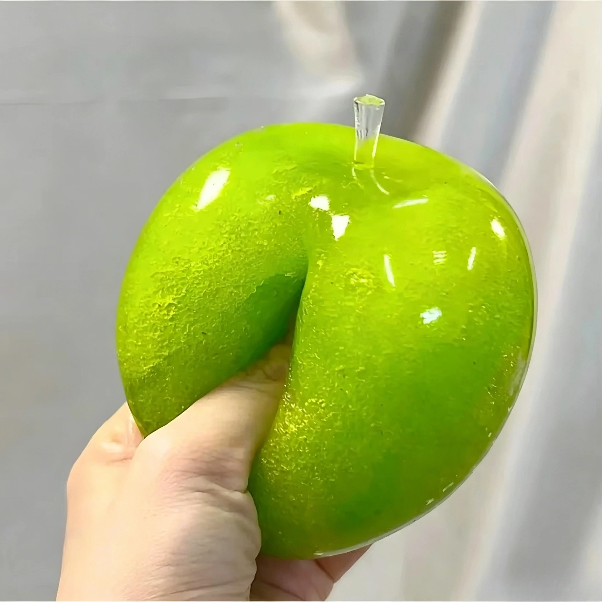 hot Squishy Sand Ice Green Apple Squeeze Toy Transparent Fruit Stress Relief Squeeze Ball Decompression Vent Fidget Toy Gift