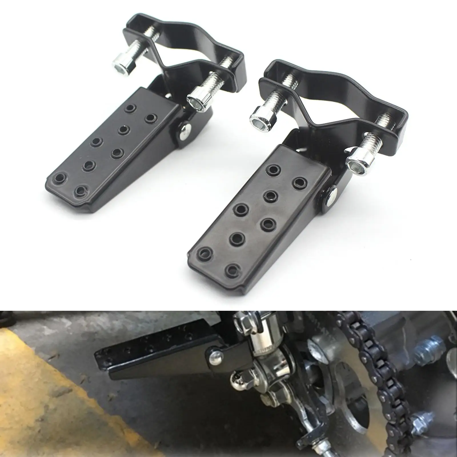 Motorbike Motorcycle Foot Pegs Pedals Universal 25-30mm Folding, Durable Material High Reliability image 3