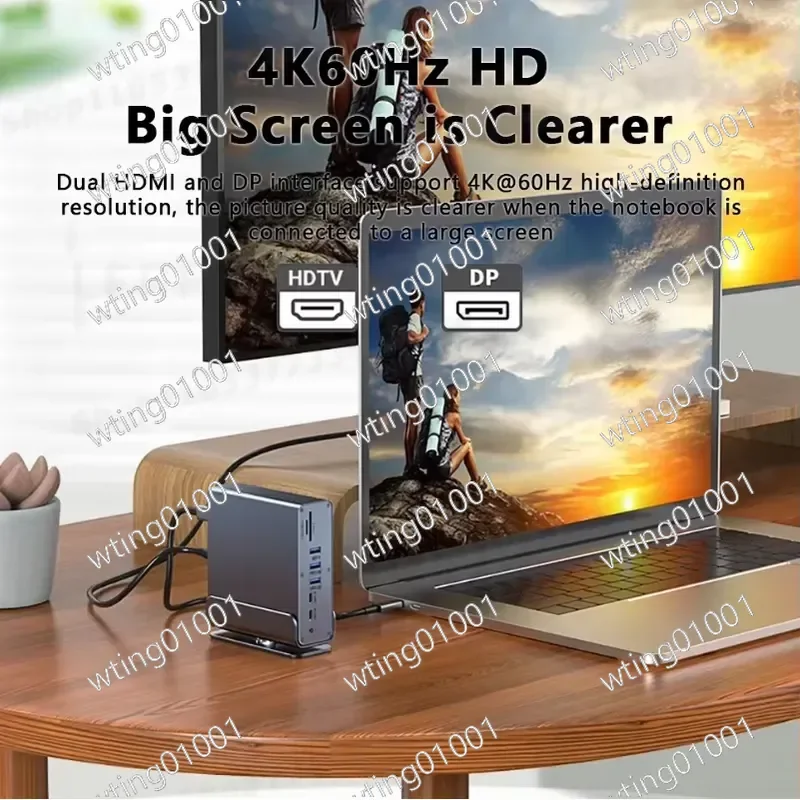 16-in-1 USB-C Hub for Type-C Devices Featuring USB 3.1 HD Power Delivery Charging RJ45 Gigabit Ethernet 3 USB 3.0 Ports and