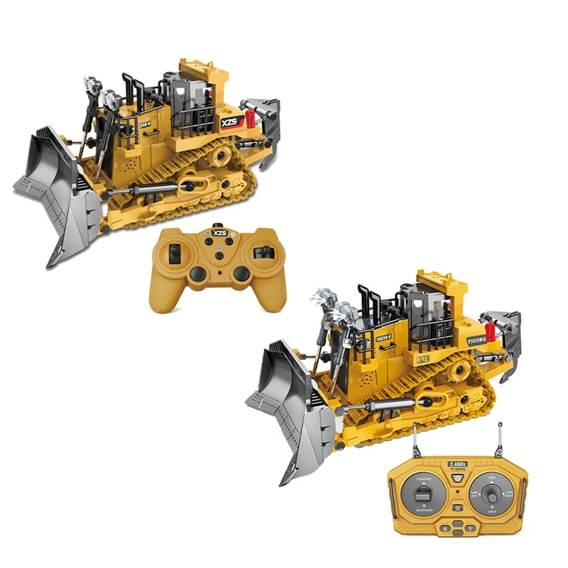 1:24 2.4Ghz 9 Channels Remote Control Tractor Toy Bulldozer RC Aluminum Alloy Engineering Tractor Toys For Kids