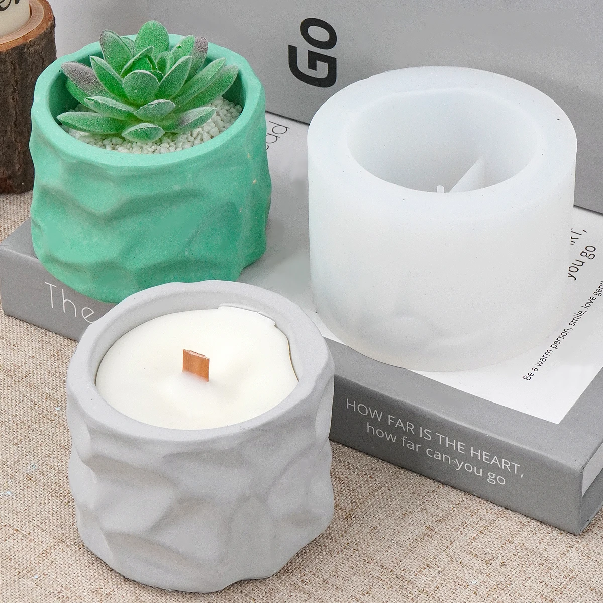 Kreativität unregelmäßige Kerze Glas Silikon form DIY Aufbewahrung sbox Stift halter Gips Zement Vase Handwerk Gussformen Wohnkultur