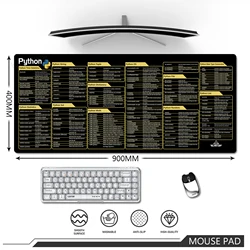 Python Shortcuts Keys Mouse Pad Desk Mat Pc Gamer Mousepad Office Mouse Mat Non-Slip Rubber Mat Keyboard Pads 900x400mm