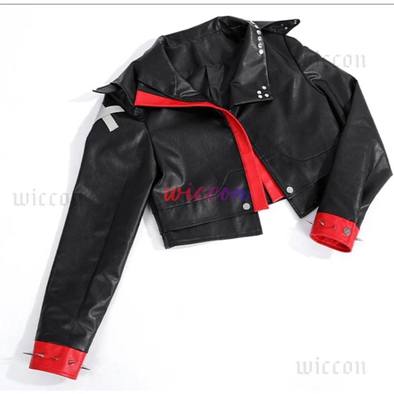 Arcane 2 Game LOL VI Cosplay Manteau en cuir PU noir pour femme, costume féminin, veste de déguisement, haut combiné, fête d'Halloween et de carnaval