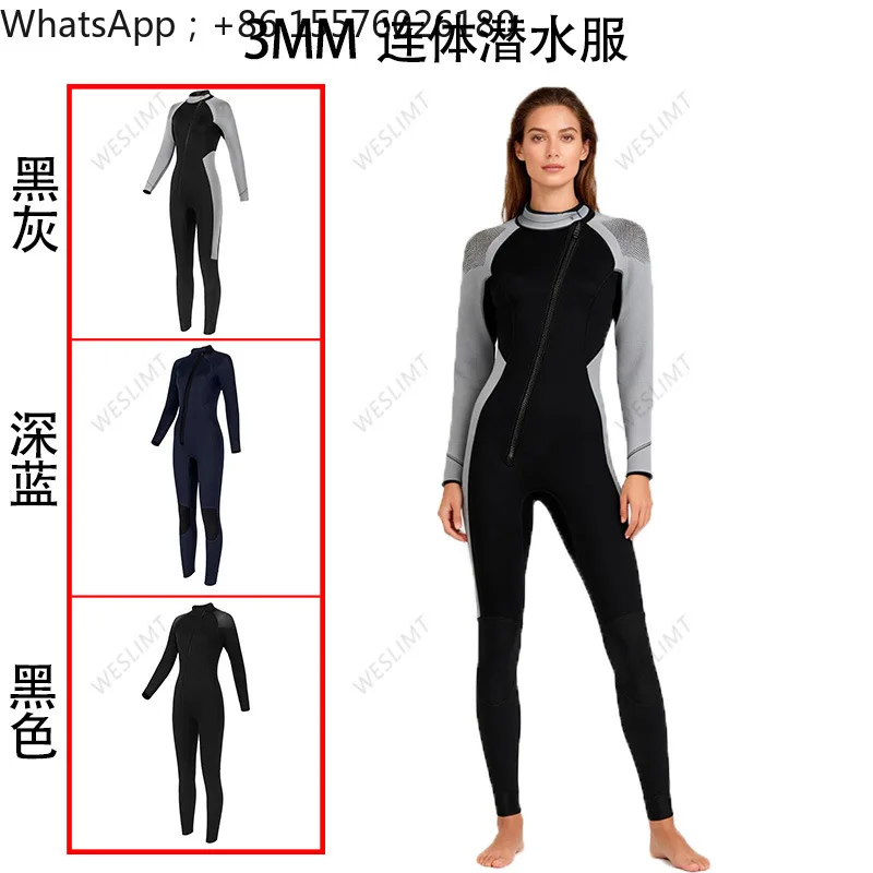 3MM wetsuit one-piece diagonal zipper wet surf suit warm swimming scratch-resistant wear-resistant onesie women