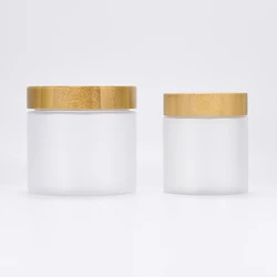 Wholesale 5oz 8oz 16oz natural frosted amber clear pet plastic body butter cosmetic cream jar with bamboo lid 50g 150g 250g 500g