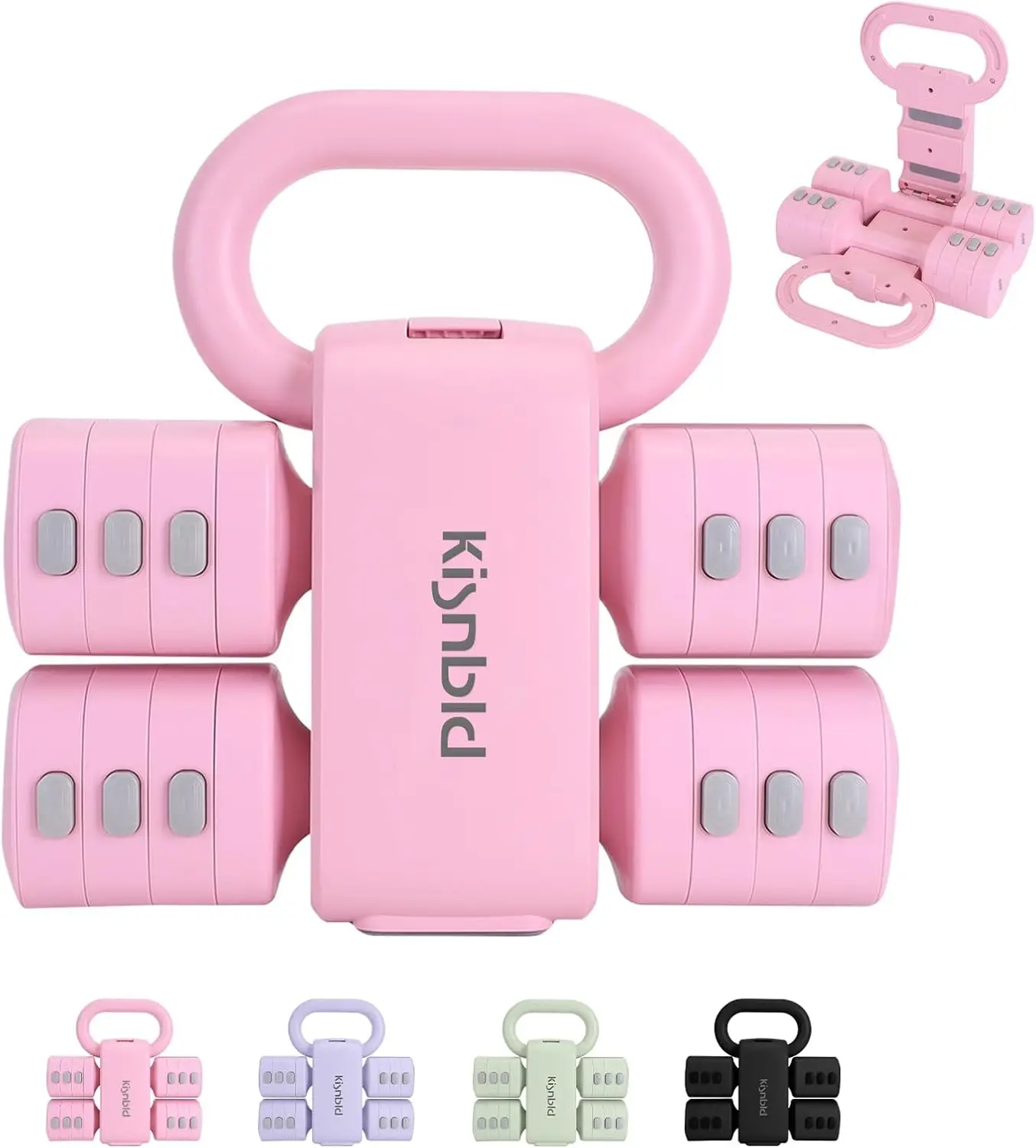 

Adjustable Dumbbell Set 4-in-1 Kettlebell Converter for Women Home Gym Workout Fast Adjustment Weights