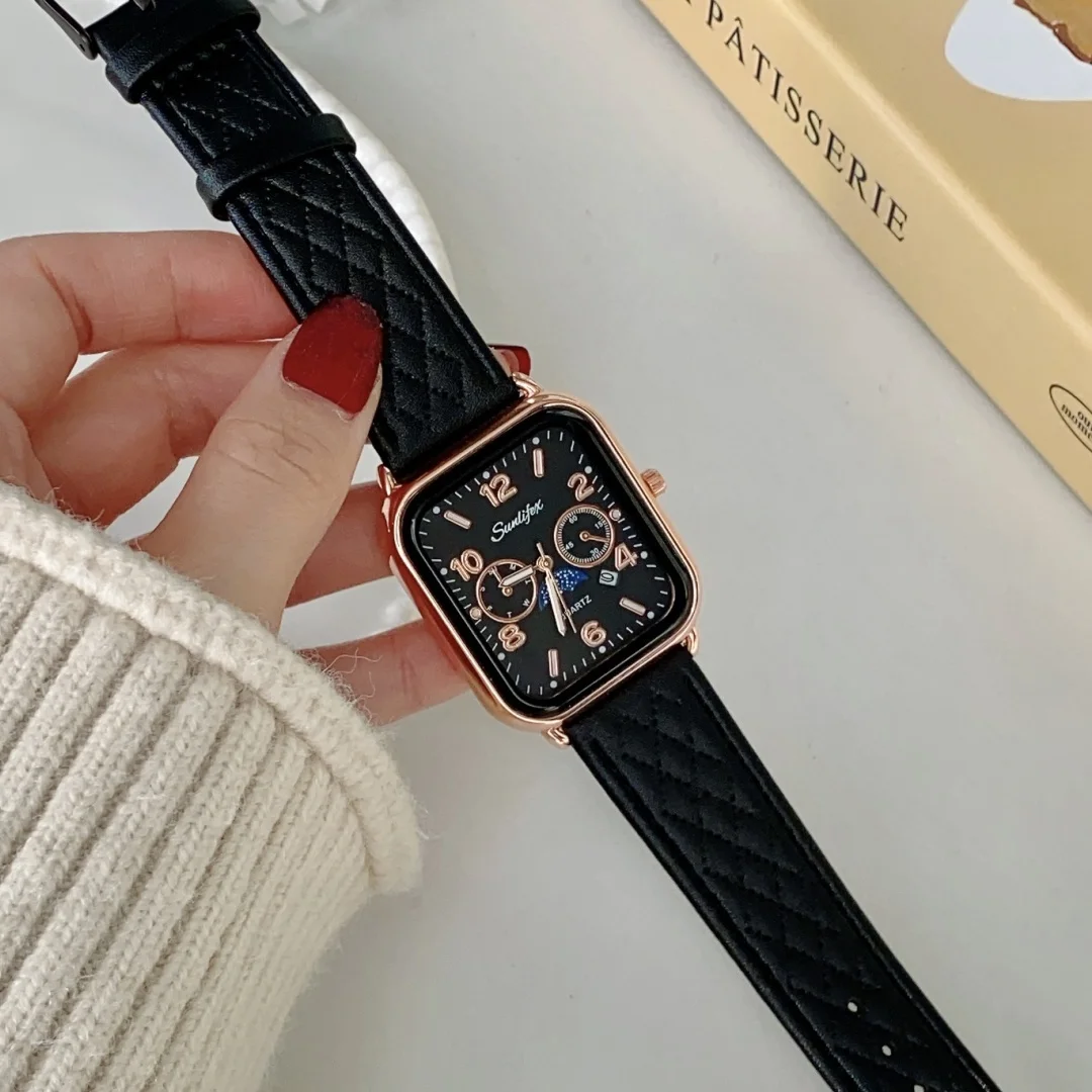 Casual Square Women's Watch Sports Analog Quartz Watches Fashion Big Dial Leather Band Wristwatch Female Clock relojes de mujer