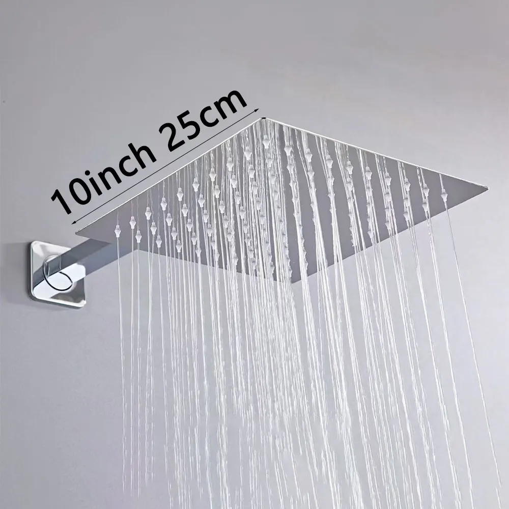 Silver Rainfall Hidden Shower Faucet Ceiling Rain Brass Showers System Full Set for Bathroom Waterfall Bathtub Mixer Shower Taps