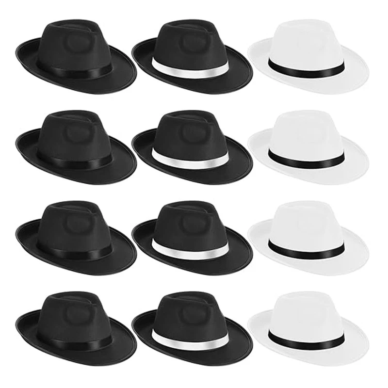 Men Cowboy Hat Vintage Wide Brim Ribbon Jazz Hat Western Cap Party Hat for Cocktail