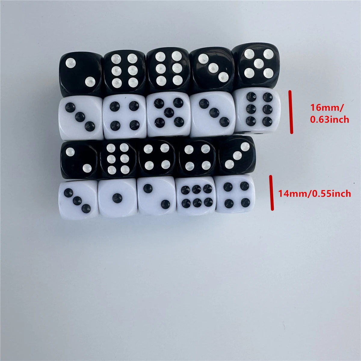 High-quality 10Pcs/Lot 14/16mm Dice Set White Black Point Drinking Dice Acrylic White Round Corner D6 Points Dice Club Party