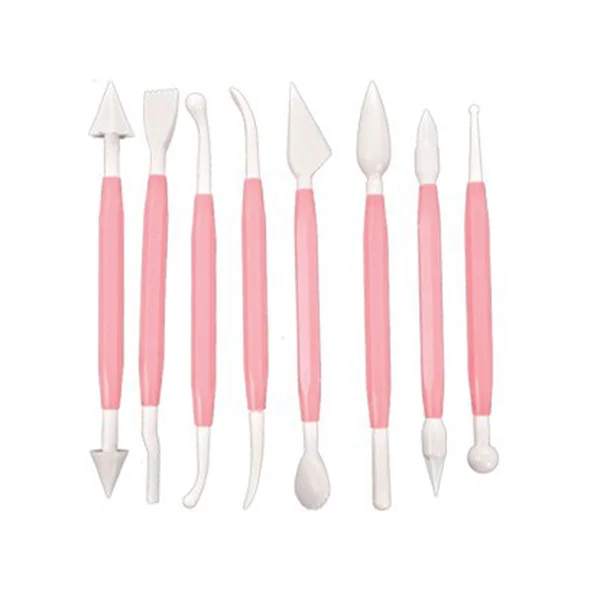 

8pcs Cake Decorating Sugarcraft Modeling Tools Set Double Ended 16 Shapes Pink Baking Pastry Cupcake Icing Fondant Design Tool