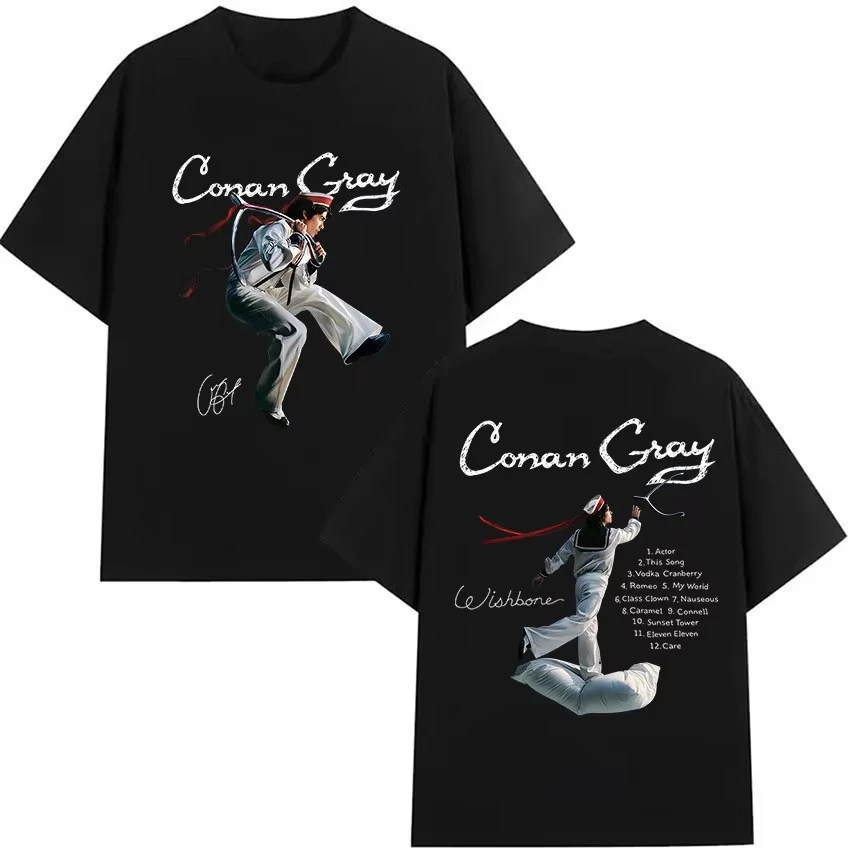 Conan Gray Wishbone World Tour 2026 T Shirt Men's Vintage High Quality Fashion T-shirts Man Hip Hop Short Sleeve Cotton T-shirt